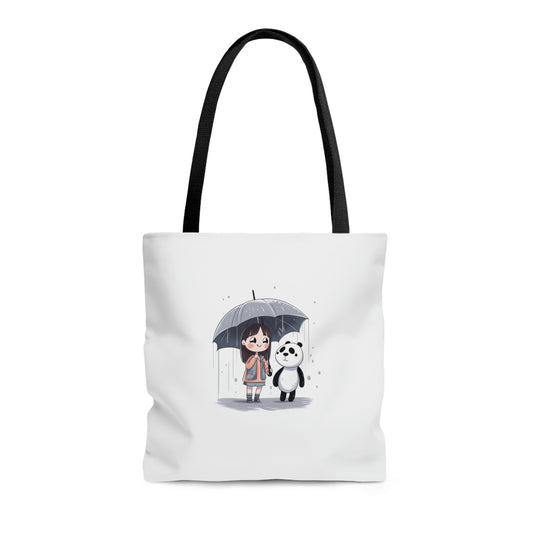 Panda & Girl Umbrella Tote Bag