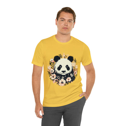 Panda Tee with Floral Background