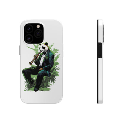 Tough Phone Cases with a suave comic panda playing a bamboo saxophone