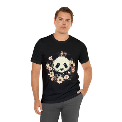 Panda Tee with Floral Background