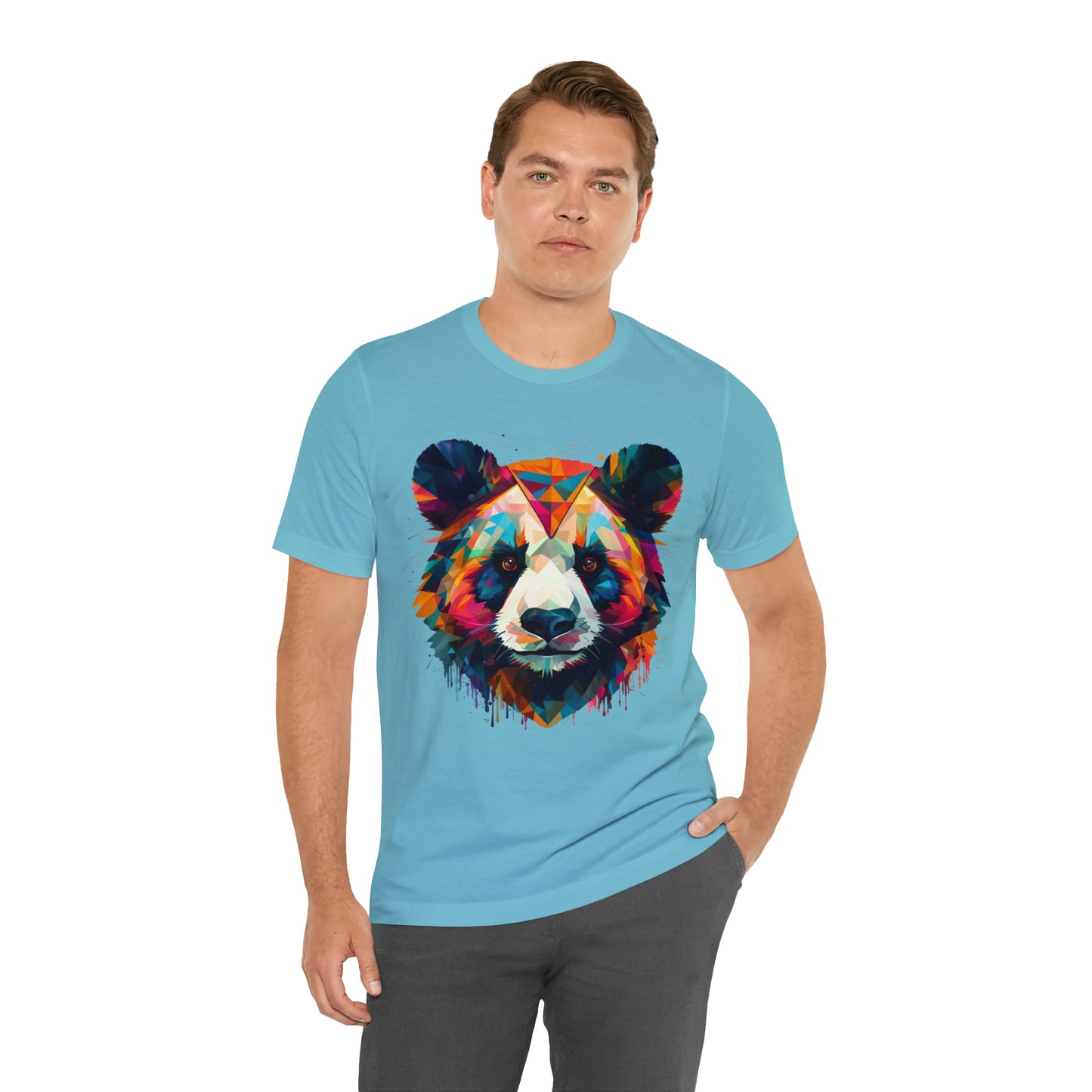 Panda Face with Geometric Patterns Tee