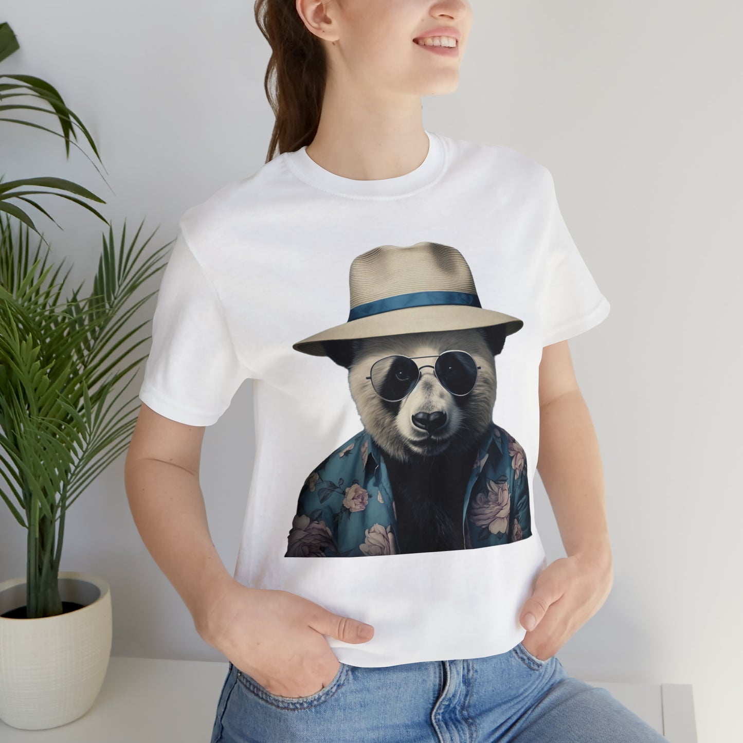 Panda Print Tee with Panda Wearing Sunglasses