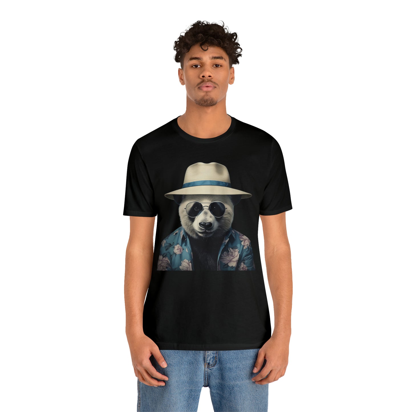 Panda Print Tee with Panda Wearing Sunglasses