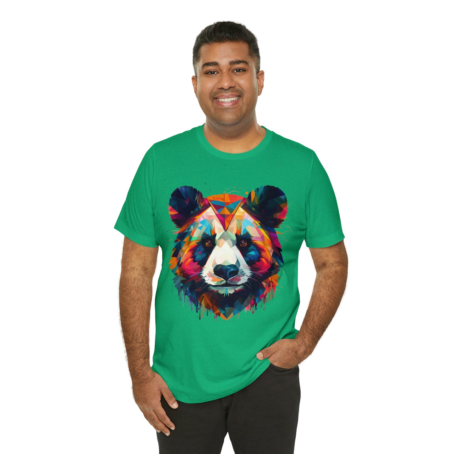 Panda Face with Geometric Patterns Tee