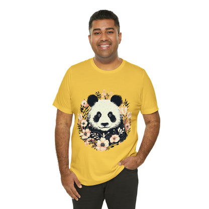 Panda Tee with Floral Background