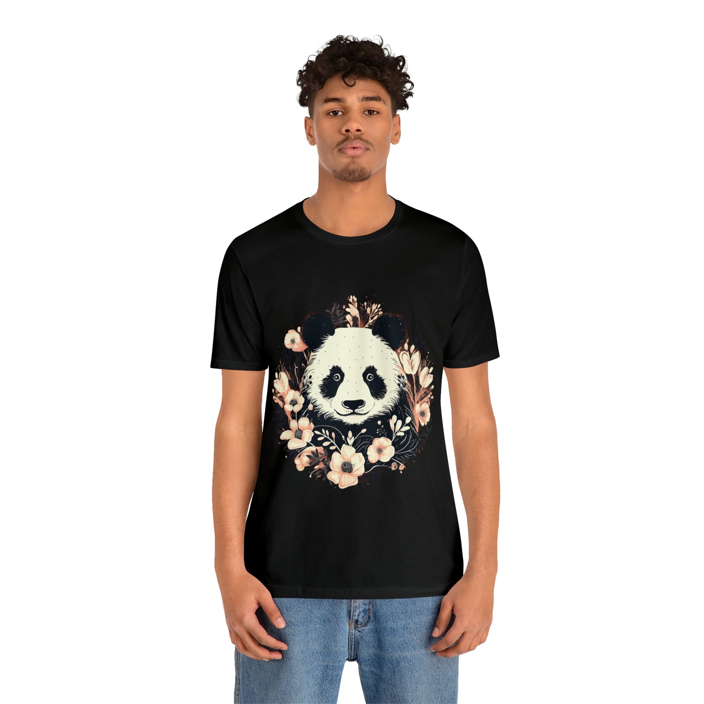 Panda Tee with Floral Background
