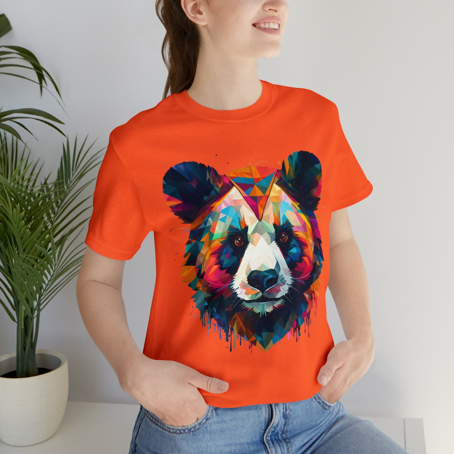 Panda Face with Geometric Patterns Tee