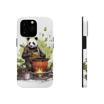 Panda Kitchen: Tough Phone Cases with a Culinary Genius Panda Cooking Up a Bamboo Gourmet Meal