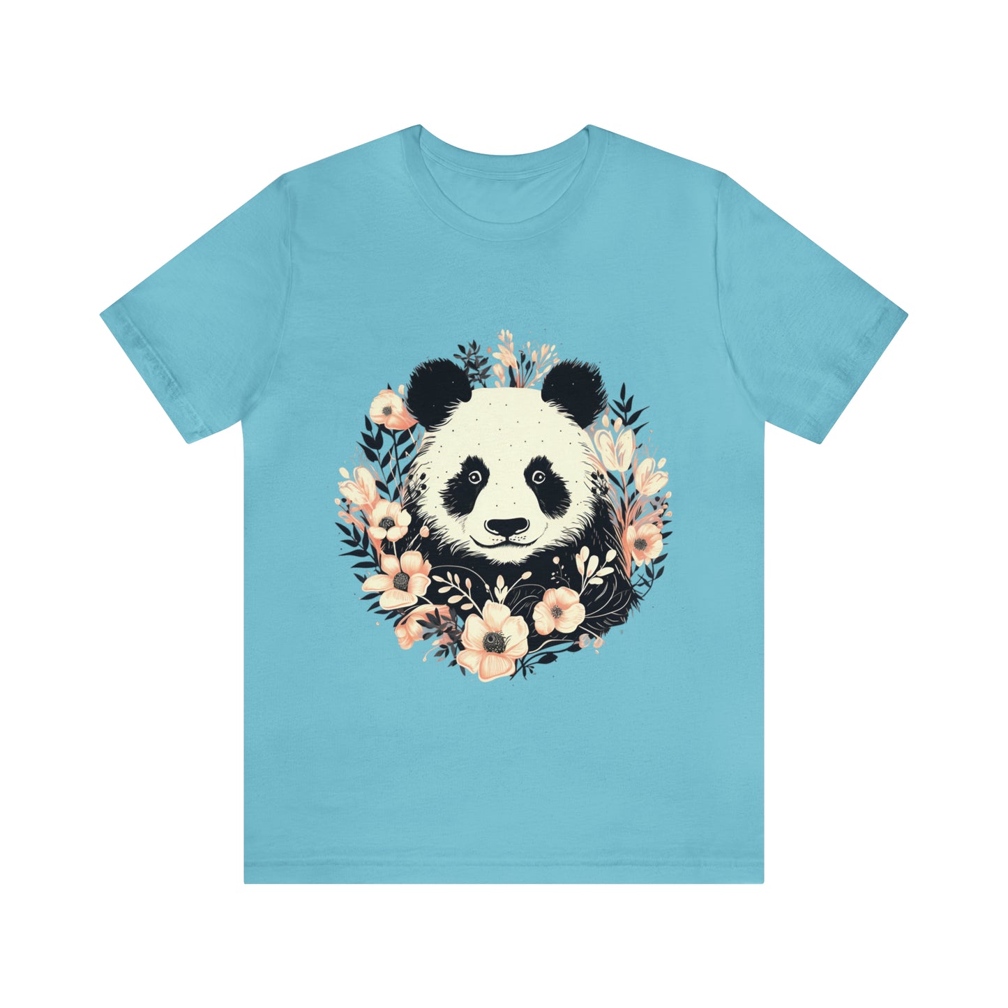 Panda Tee with Floral Background