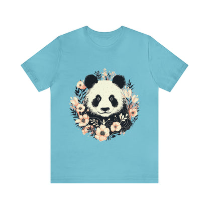 Panda Tee with Floral Background