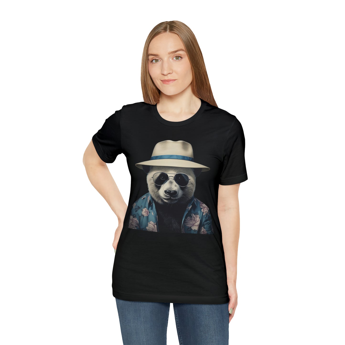 Panda Print Tee with Panda Wearing Sunglasses