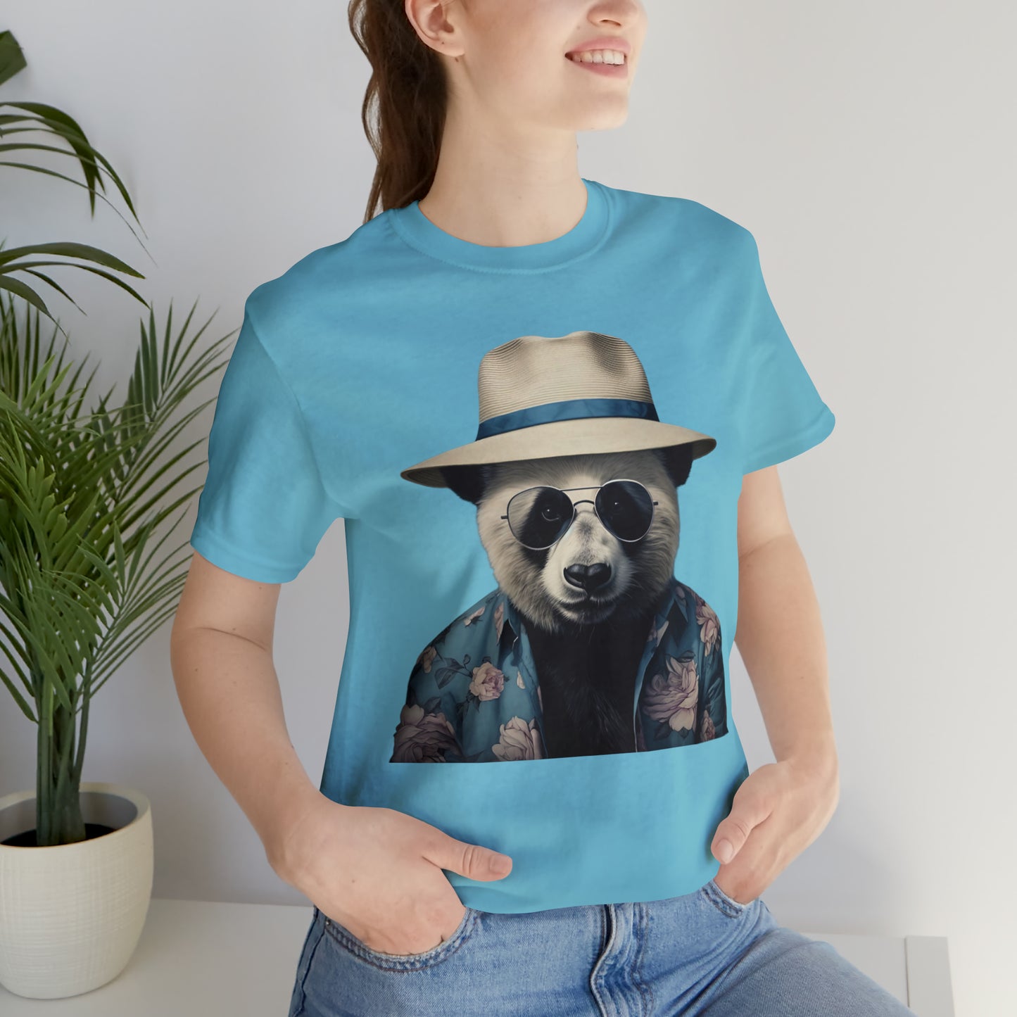 Panda Print Tee with Panda Wearing Sunglasses