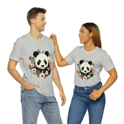 Panda Tee with Floral Background