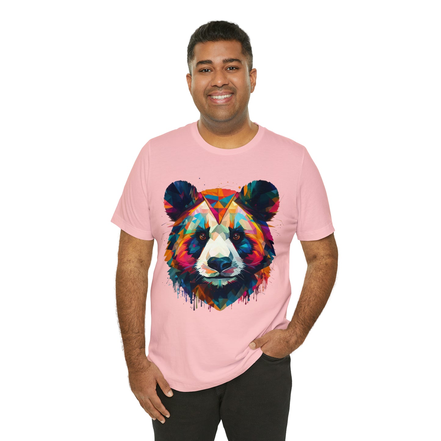 Panda Face with Geometric Patterns Tee