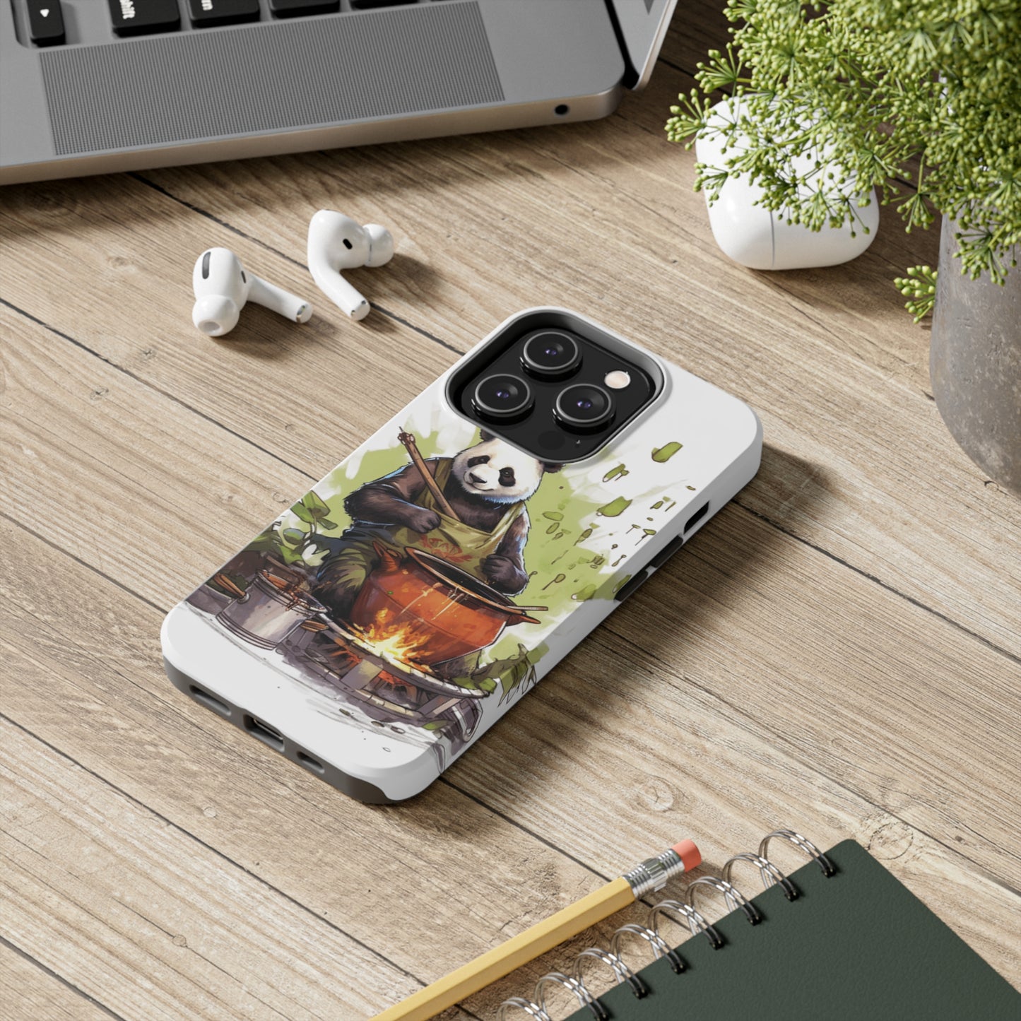 Panda Kitchen: Tough Phone Cases with a Culinary Genius Panda Cooking Up a Bamboo Gourmet Meal