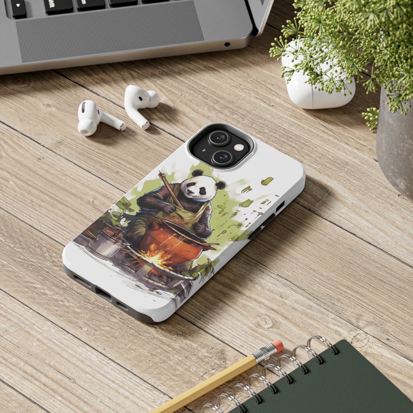 Panda Kitchen: Tough Phone Cases with a Culinary Genius Panda Cooking Up a Bamboo Gourmet Meal