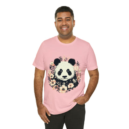 Panda Tee with Floral Background