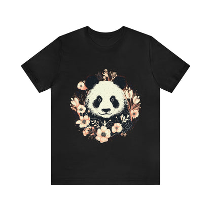 Panda Tee with Floral Background