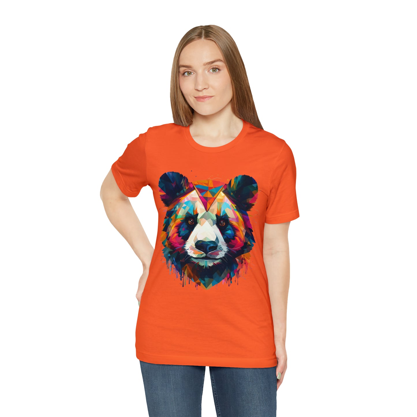 Panda Face with Geometric Patterns Tee