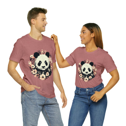 Panda Tee with Floral Background