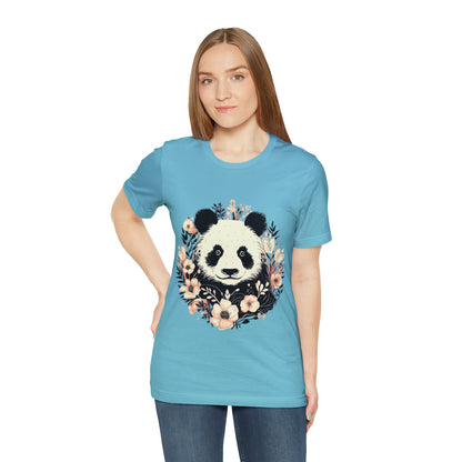 Panda Tee with Floral Background