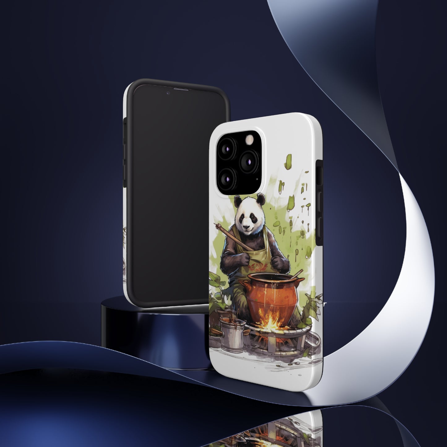 Panda Kitchen: Tough Phone Cases with a Culinary Genius Panda Cooking Up a Bamboo Gourmet Meal