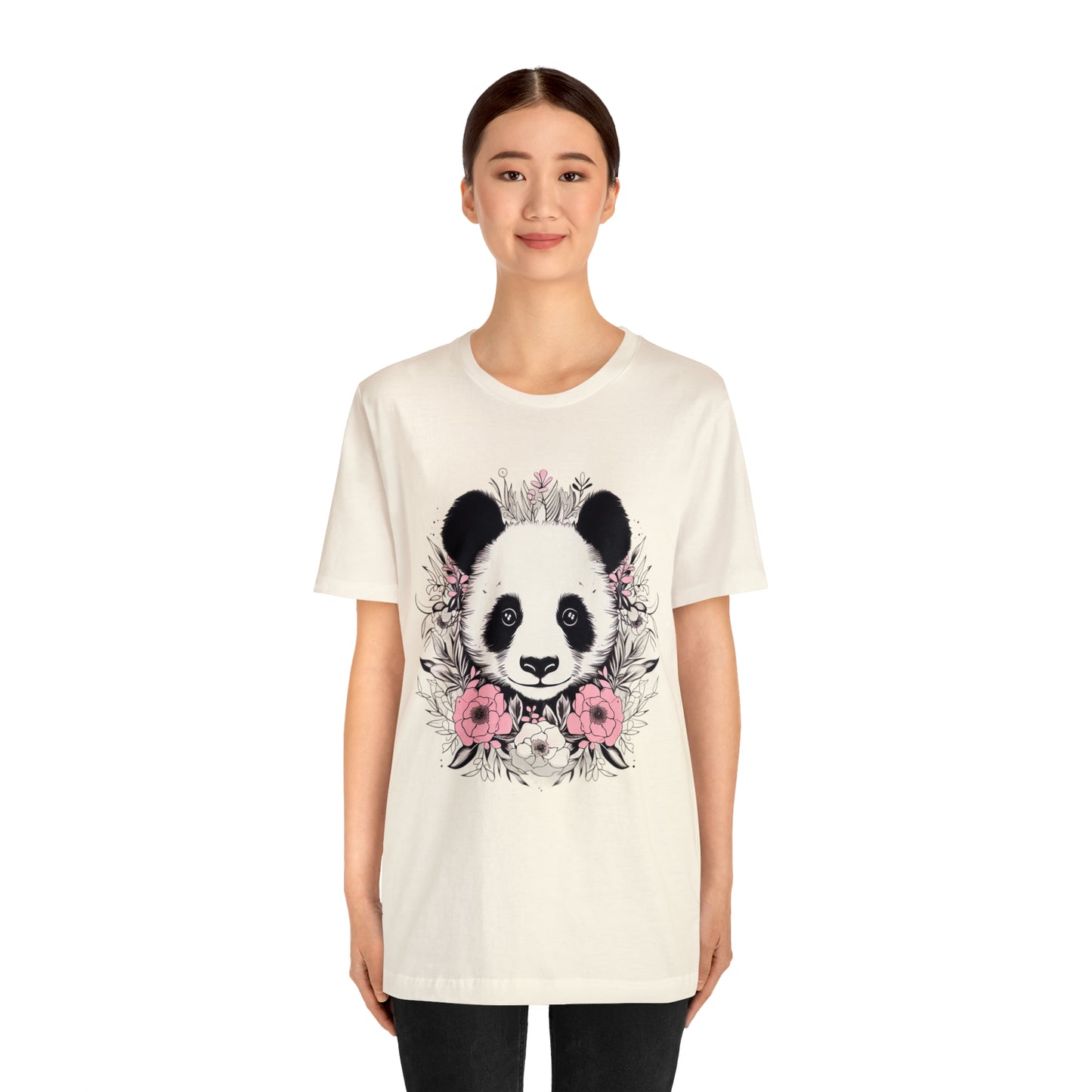 Panda Bear Tee with Floral Print