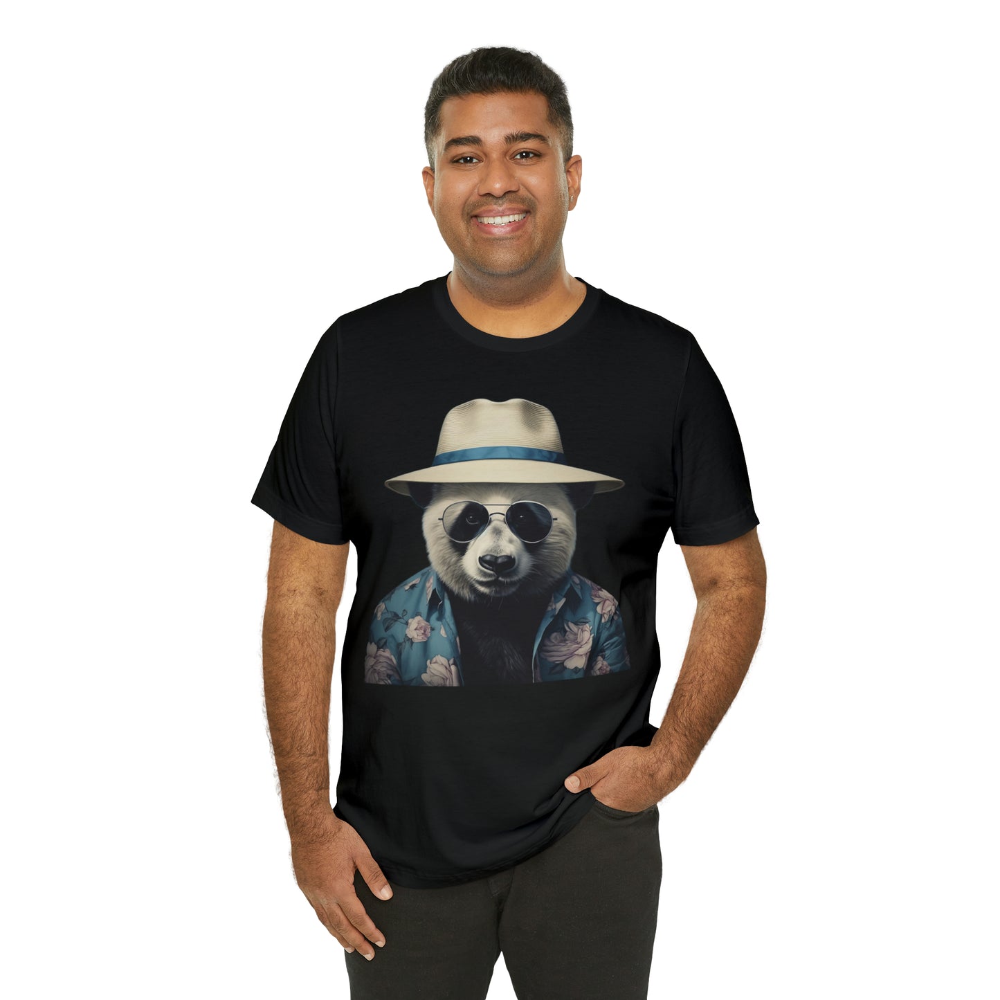 Panda Print Tee with Panda Wearing Sunglasses