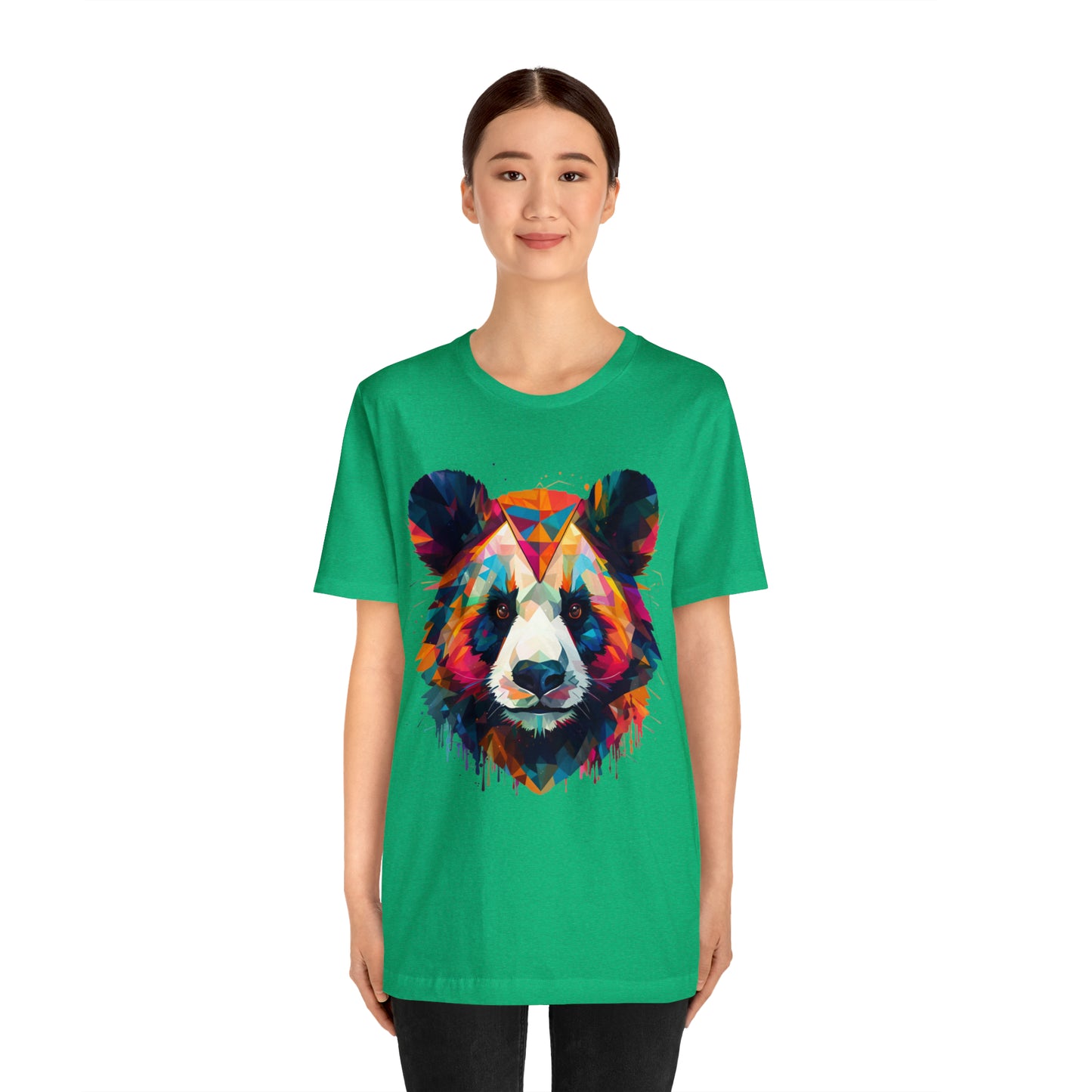 Panda Face with Geometric Patterns Tee