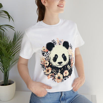 Panda Tee with Floral Background