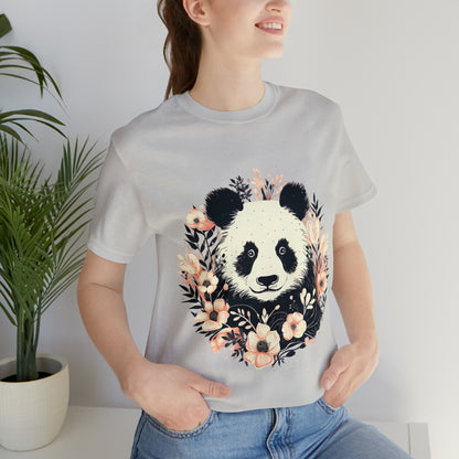 Panda Tee with Floral Background