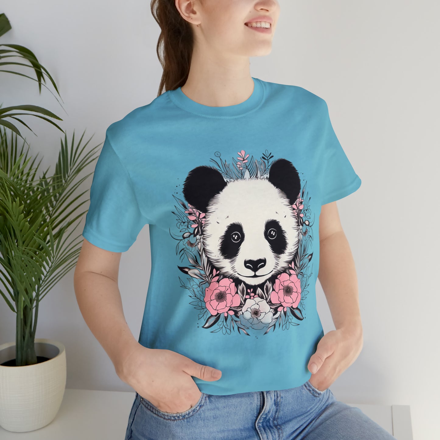 Panda Bear Tee with Floral Print