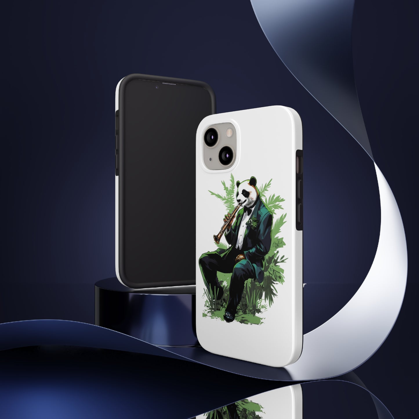 Tough Phone Cases with a suave comic panda playing a bamboo saxophone