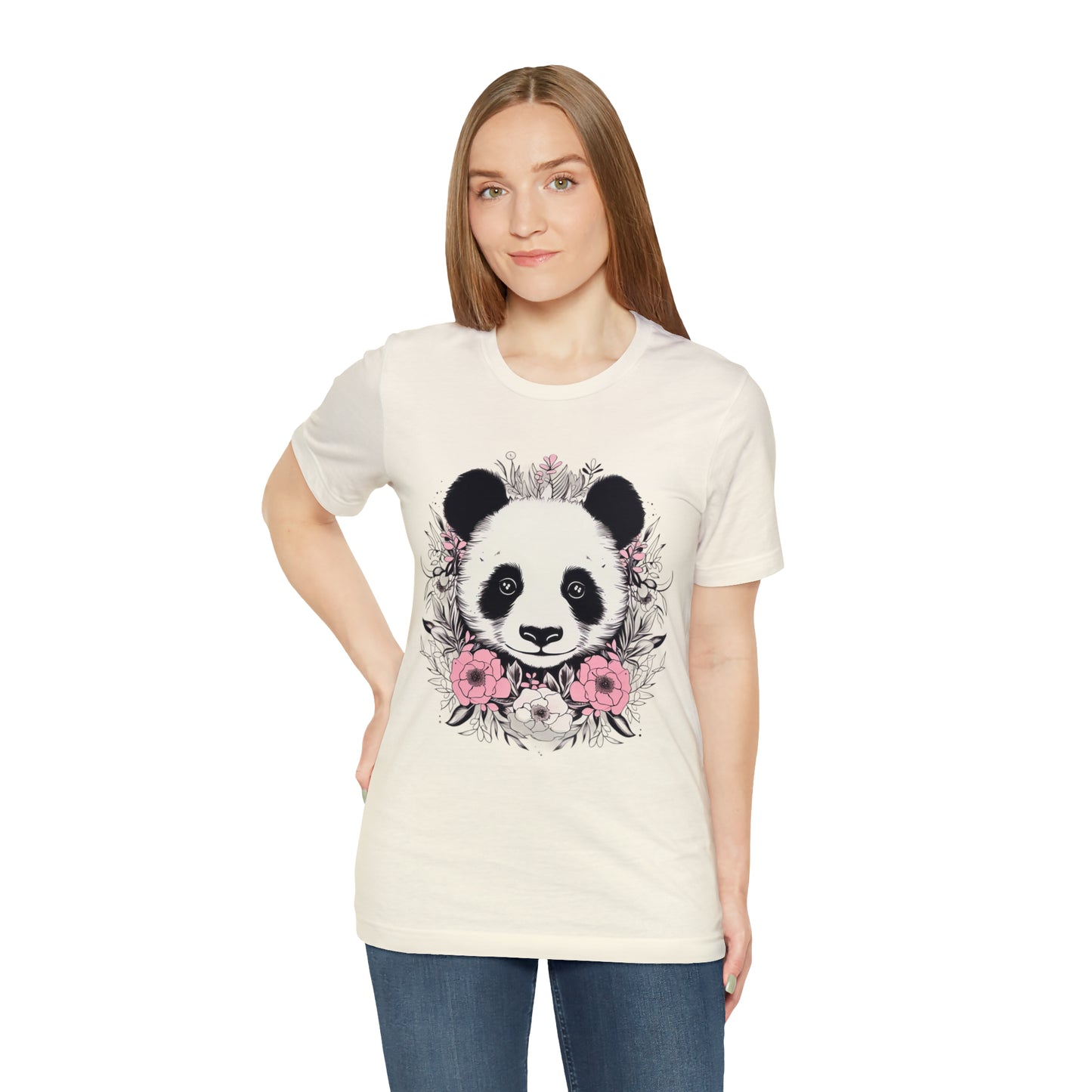 Panda Bear Tee with Floral Print