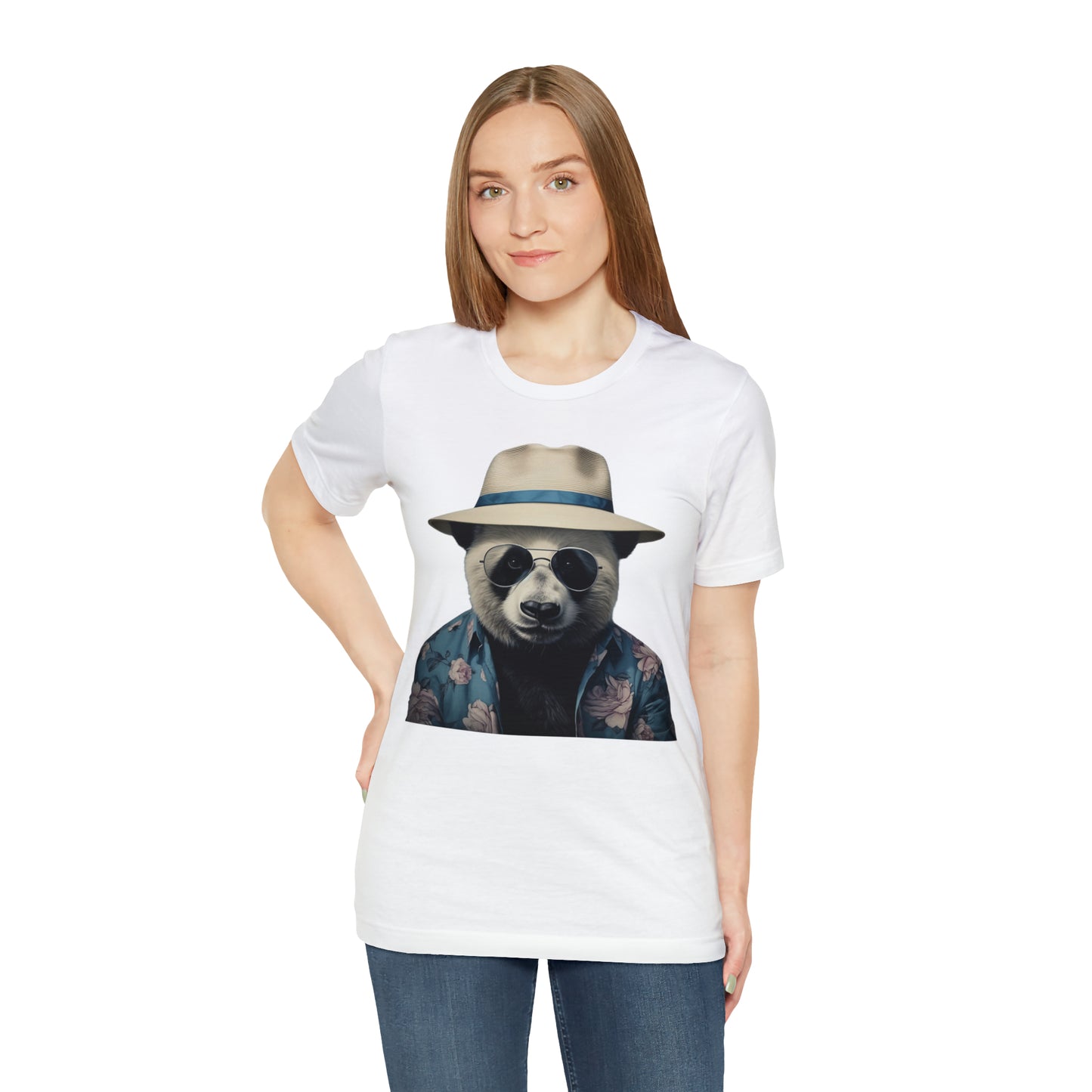 Panda Print Tee with Panda Wearing Sunglasses