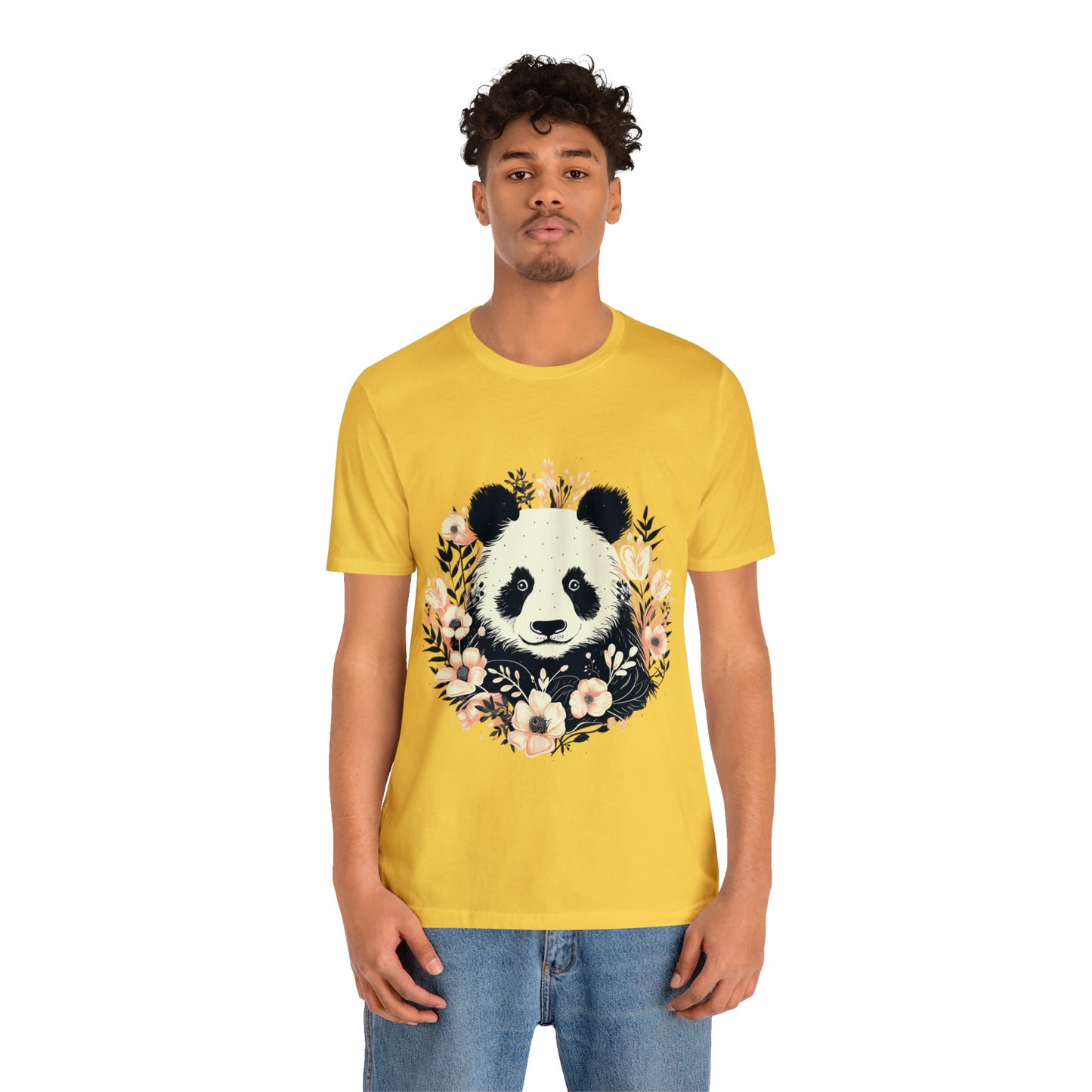 Panda Tee with Floral Background