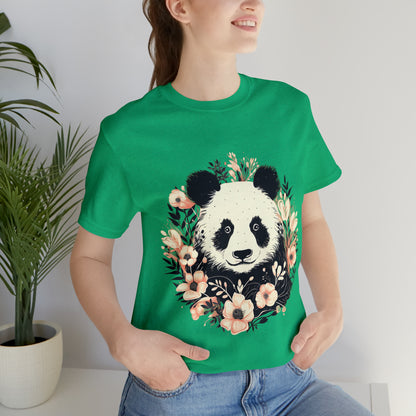 Panda Tee with Floral Background