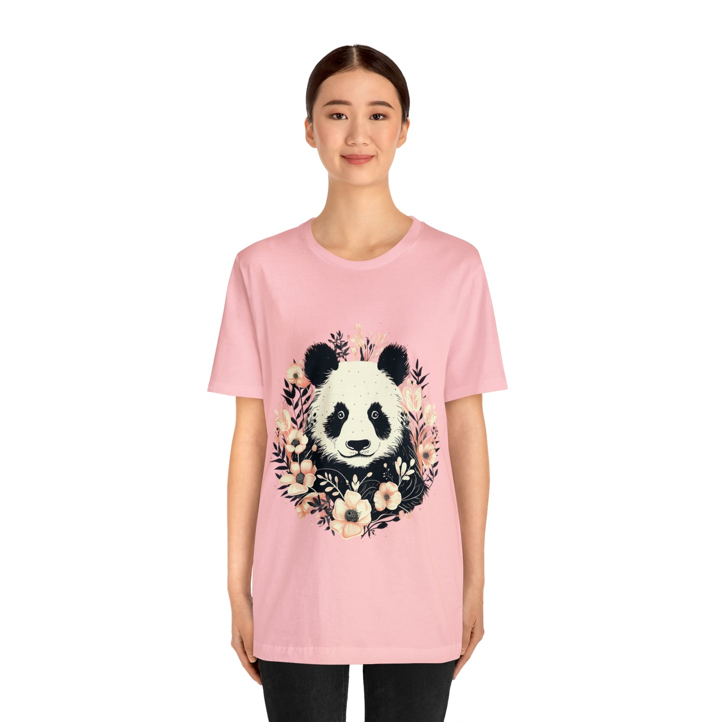 Panda Tee with Floral Background