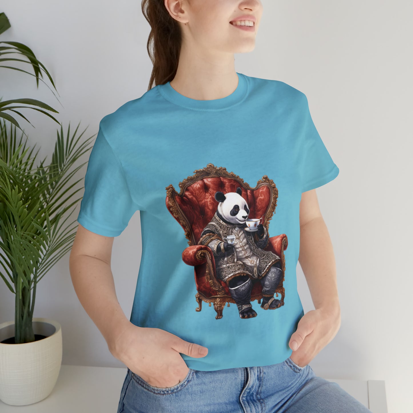 "Fancy Panda Tea Time" Unisex Jersey Short Sleeve Tee