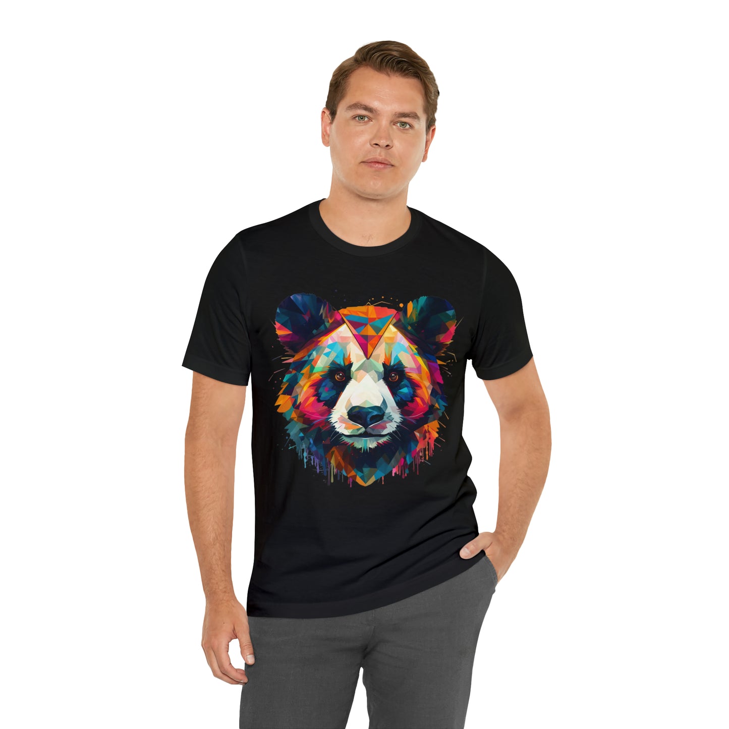 Panda Face with Geometric Patterns Tee