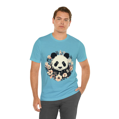 Panda Tee with Floral Background