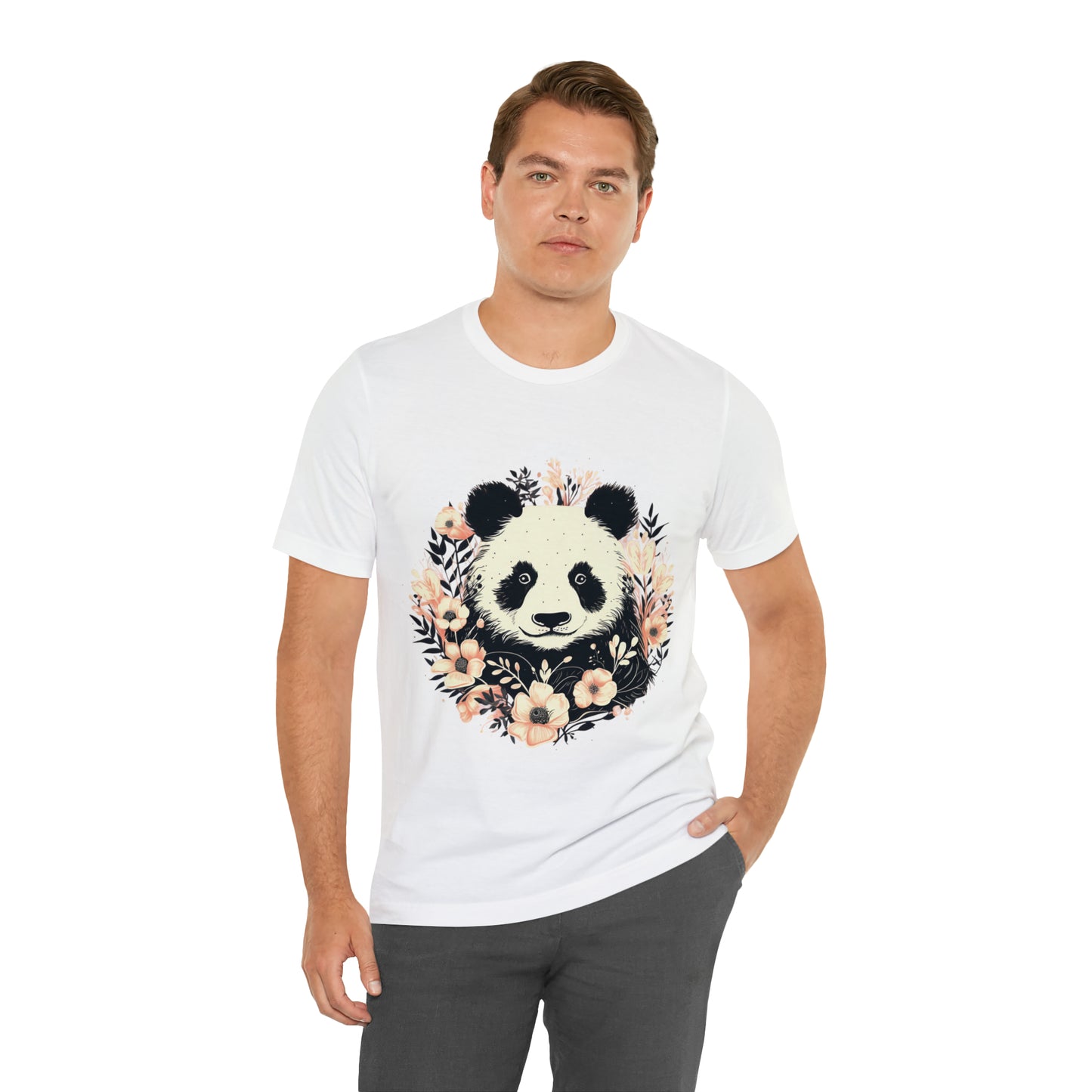 Panda Tee with Floral Background