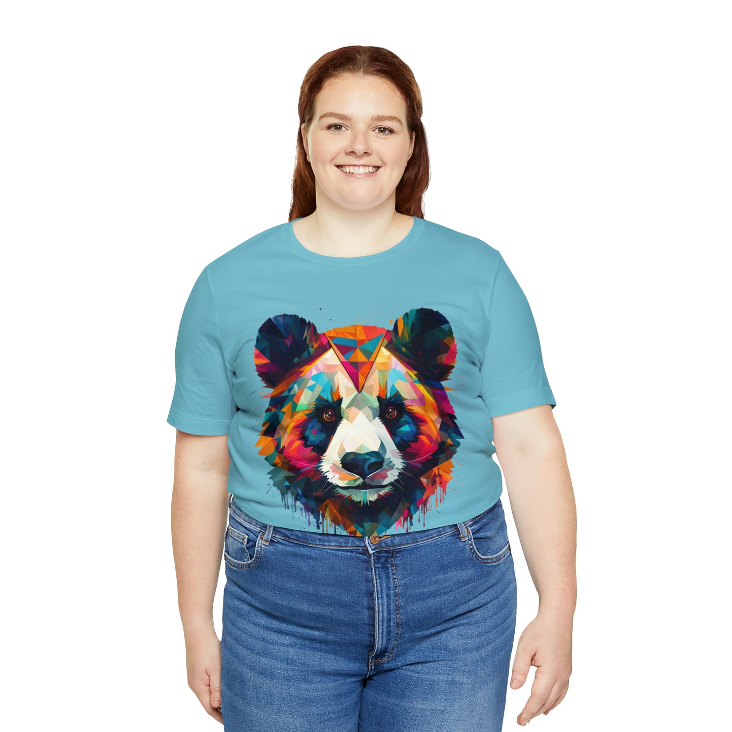 Panda Face with Geometric Patterns Tee