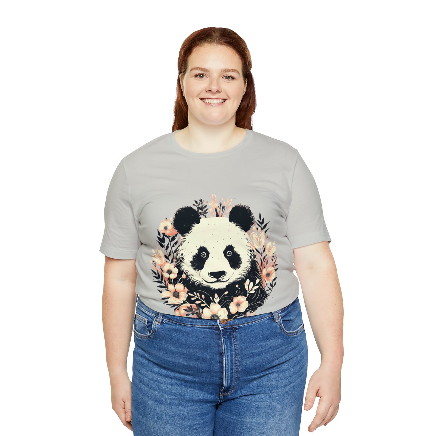 Panda Tee with Floral Background