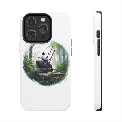Tough Phone Cases with a Panda Painting Bamboo Forest Masterpiece