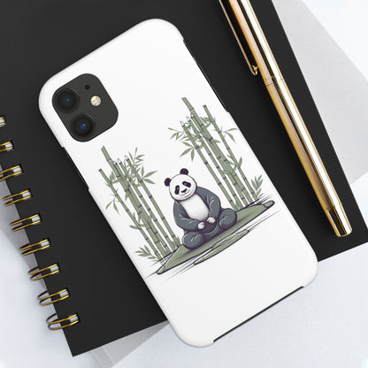 Tough Phone Cases: A Zen Panda Meditating Amidst Bamboo Shoots