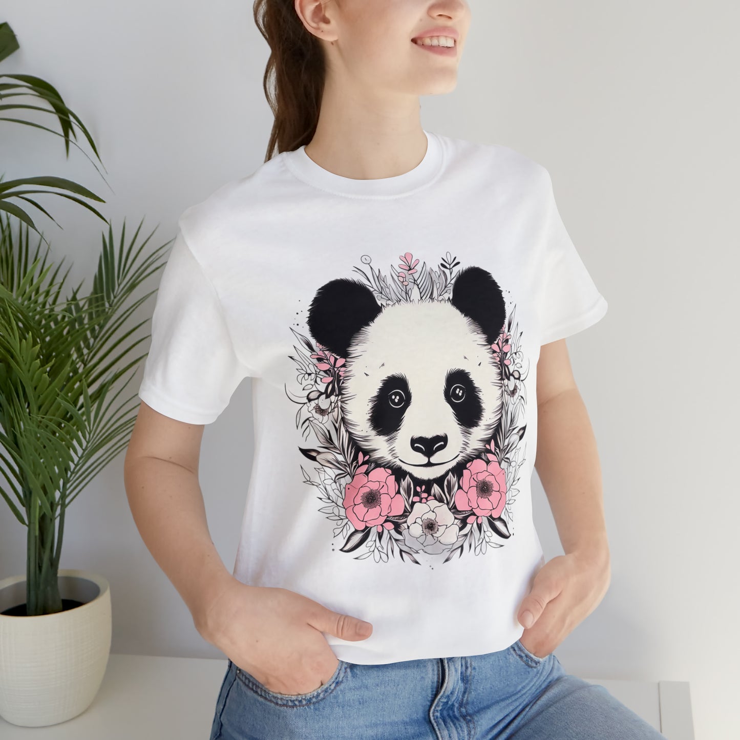 Panda Bear Tee with Floral Print