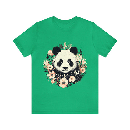 Panda Tee with Floral Background