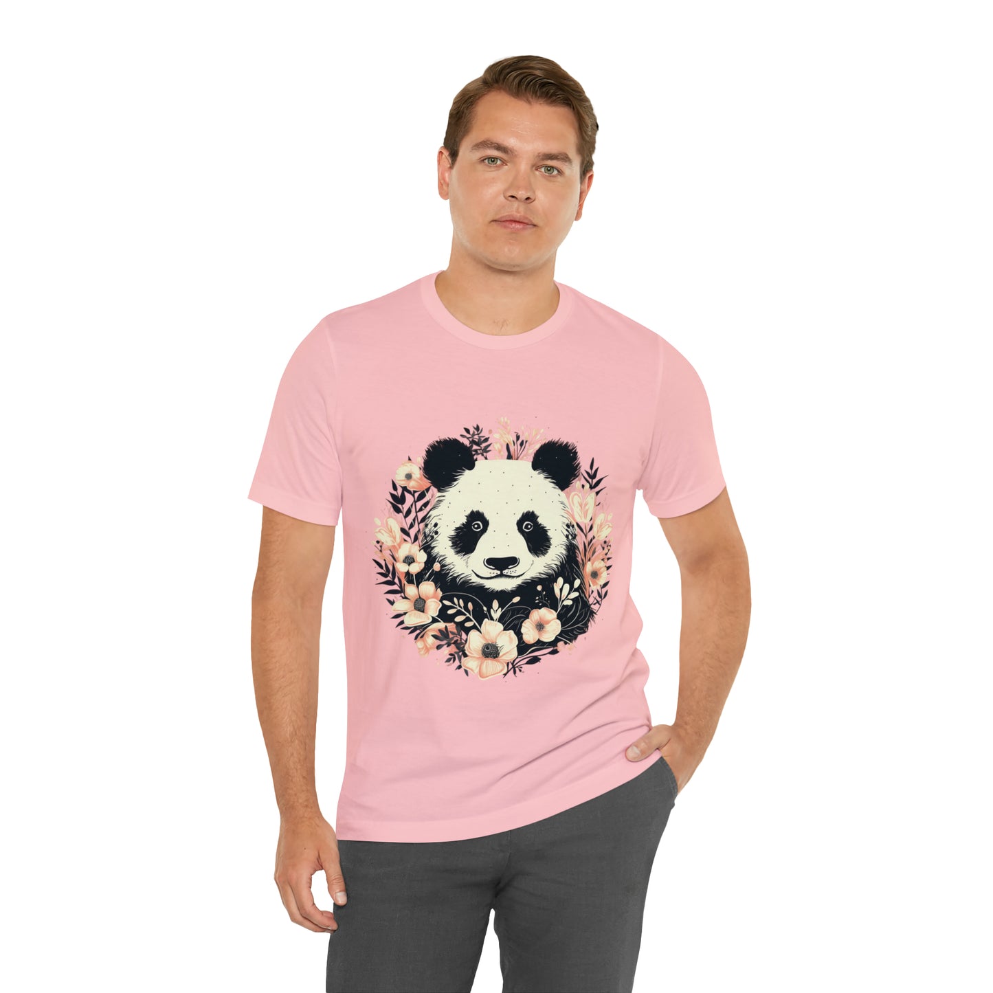 Panda Tee with Floral Background