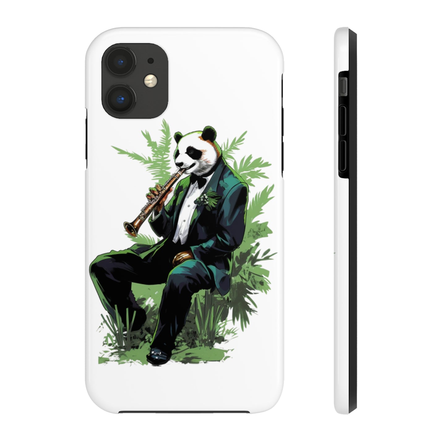 Tough Phone Cases with a suave comic panda playing a bamboo saxophone